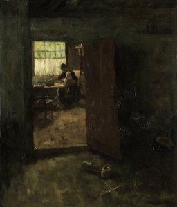 Domácí interiér s venkovskou ženou a dítětem od Jacob Simon Hendrik Kever