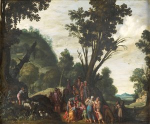 Setkání Jákoba a Ezaua (Genesis 33) od Jacob Symonsz Pynas (attributed to)