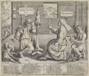 Alegorie se zosobněním Dobrého úmyslu (Bona Intentio) a Neshody (Discordia) od Jacob de Gheyn (I) (circle of)