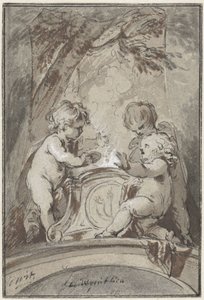 Alegorie se třemi putti u oltáře od Jacob de Wit