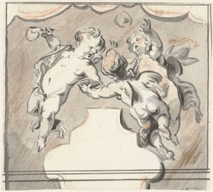Tři plovoucí putti od Jacob de Wit