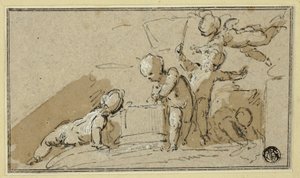 Pět Putti ve hře od Jacob de Wit