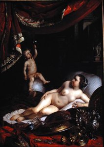Alegorický Vanitas s Homo Bulla (Muž je jako bublina) a Svět žen (Lady World) 1654 (olej na plátně)