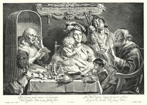 Rodinný koncert (rytina) od Jacob the Elder (after) Jordaens