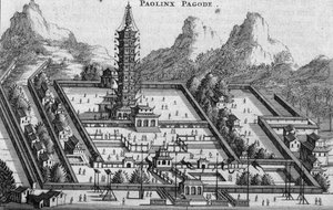 Pagoda Paolinx, z účtu holandského velvyslanectví v Číně od Jacob van Meurs
