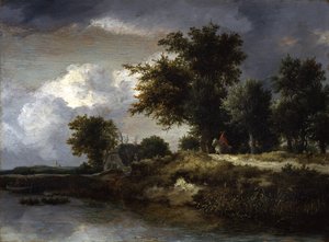 Zalesněný říční břeh od Jacob van Ruisdael