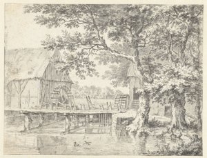 Kresba dvojitého vodního mlýna od Jacob van Ruisdael