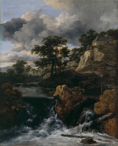 Kopcovitá krajina s vodopádem od Jacob van Ruisdael