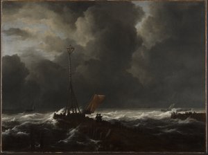 Rozbouřené moře u mola od Jacob van Ruisdael