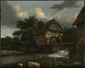 Dva vodní mlýny a otevřená propust od Jacob van Ruisdael