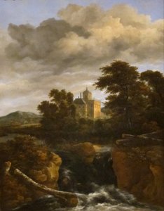 Vodopád před hradem od Jacob van Ruisdael