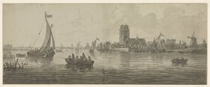 Pohled na Dordrecht od jihozápadu od Jacob van Strij