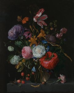 Květiny ve skleněné váze, kolem roku 1670