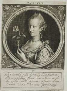 Čich, třetí deska z knihy Pět smyslů od Jacob van der Heyden
