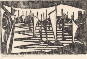 Kompozice (lodě v přístavu) od Jacoba van Heemskerck (signed by artist)