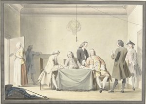 Setkání komisařů k převzetí Liberale Gifte neboli 50. medaile, 12. září 1747 od Jacobus Buys (signed by artist)