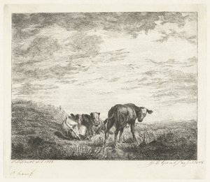 Tři telata od Jacobus Cornelis Gaal (signed by artist)