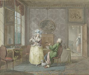 Hudební pár v interiéru od Jacobus Johannes Lauwers