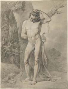 Stojící mužský akt, před stromem od Jacobus Johannes Lauwers