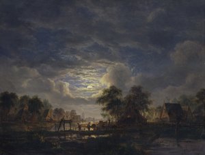 Vesnice na kanálu, 1840 od Jacobus Theodorus Abels