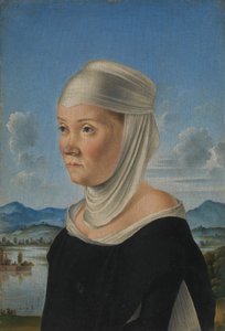 Portrét ženy, možná jeptišky ze San Secondo, verso Scéna v Grisaille, ca. 1485-95.