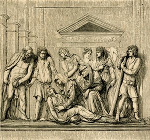 Svatý Antonín oživuje utopenou ženu, mramorový reliéf od Jacopo Sansovino (1486-1570), bazilika svatého Antonína Paduánského, Padova, Veneto, Itálie od Jacopo (1486 1570) Sansovino