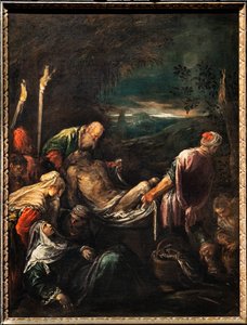 Pohřeb těla Kristova, kolem roku 1580 (olej na plátně) od Jacopo (1510-92) Bassano