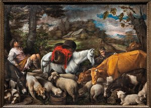 Pastorační (Bílý kůň) od Jacopo (1510-92) Bassano