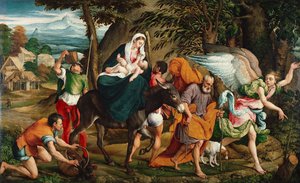 Die Flucht nach Ägypten, ca. 1544-45 von Jacopo (1510-92) Bassano