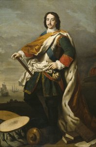 Pierre I le Grand, car de Russie - Portrét císaře Petra I. Velikého (1672-1725), Amigoni, Jacopo (1675-1752). Olej na plátně. Rozměr: 210 x 139 cm. Národní muzeum Stockholm