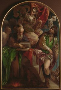 Svatá Justina Padovská na trůn se sv. Šebestiánem, opatem sv. Antonína a sv. Rochem, kolem 1557-60 od Jacopo Bassano