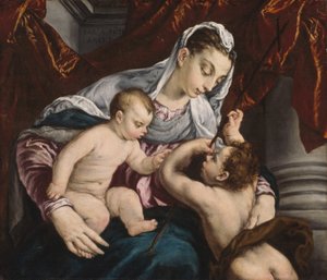 Panna a dítě s mladým svatým Janem Křtitelem od Jacopo Bassano