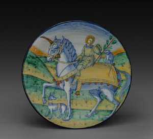 Talíř: Man Riding a Unicorn, c. 1510. od Jacopo Caffagiolo