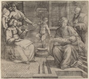 Svatá rodina se svatou Alžbětou a svatým Janem Křtitelem od Jacopo Francia