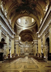 Vnitřní pohled na Chiesa del Gesu, postavený 1568-75 od Jacopo Vignola