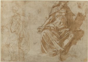 Svatá Cecílie a sedící ženská postava držící knihu od Jacopo Ianguidi Bertoia
