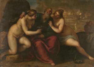 Lot a jeho dcery od Jacopo Il Giovane Palma