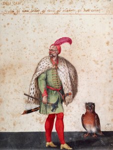 Turecký voják se sovou, kresba Jacopo Ligozzi (1547-1627)