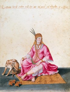 Turecká žena se psem, kresba Jacopo Ligozzi (1547-1627) od Jacopo Ligozzi