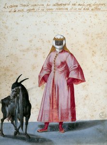 Turecká žena s kozou, kresba Jacopo Ligozzi (1547-1627) od Jacopo Ligozzi