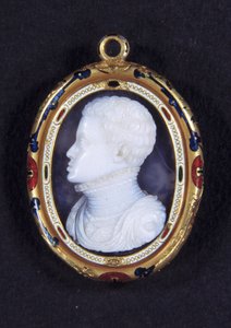 Portrét prince Dona Carlose (1545-1568) Španělska. Medailon Calcedony od Jacopo Nizzola da Trezzo