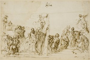Dvě kompoziční skici pro votivní obraz Doge Pasquale Cicogna, Sala del Pregadi, Palazzo Ducale, Benátky od Jacopo Palma