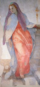 Zvěstování od Giacoma Carucciho známého jako Pontormo (1494-1557), freska, detail, kaple Capponi, kostel Santa Felicita, Florencie