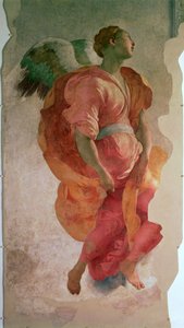 Zvěstování, detail anděla, c.1527 detail fresky z 57520, viz také 94965 od Jacopo Pontormo