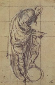 Filozof stojící na zeměkouli (uhlí na papíře) od Jacopo Robusti Tintoretto