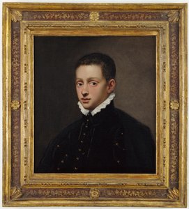 Portrét chlapce, po poprsí, v černém kabátku s bílým límečkem od Jacopo Robusti Tintoretto