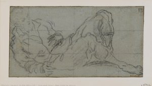 Ležící mužská postava, 1560-9 (křída na papíře) od Jacopo Robusti Tintoretto