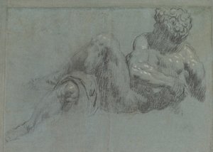 Studie podle Michelangela Giorno, asi 1550-55 (křída na papíře) od Jacopo Robusti Tintoretto