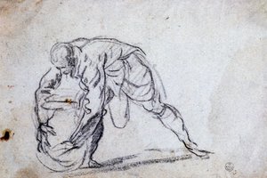 Studie pro prohnutou mužskou postavu od Jacopo Robusti Tintoretto