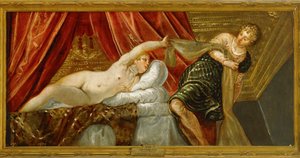 Josefova cudnost - Josef a Potífarova žena... (malba na plátně) od Jacopo Robusti Tintoretto